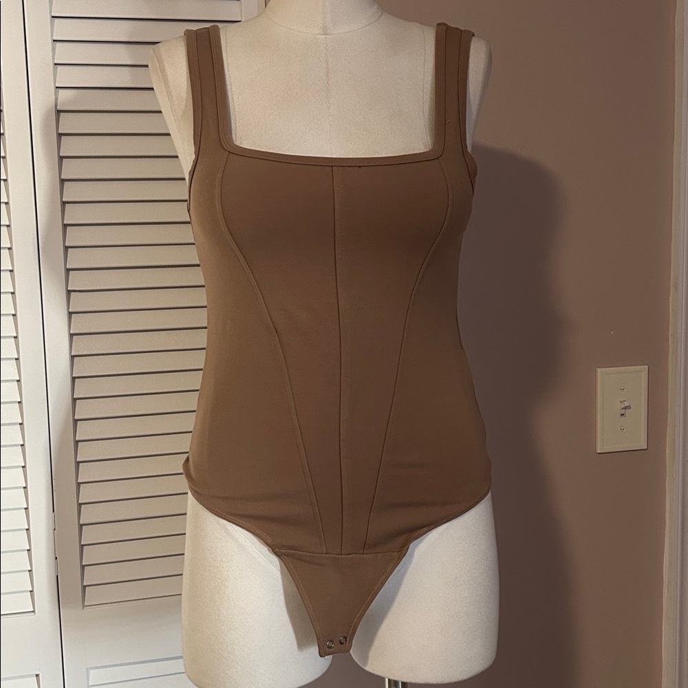 Abercrombie and Fitch tan bodysuit corset top well fitting size S